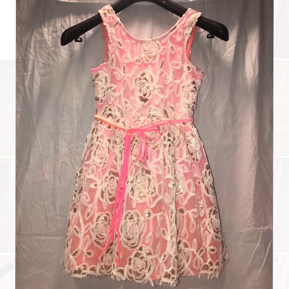 Hannah Banana Other - Girls Hannah Banana Lace Tulle Coral Gold Dress 8